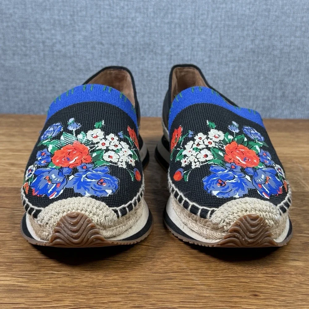 Tory Burch Daisy Flower Floral Slip On Espadrille Knit Sneaker Shoes Women's 8 M